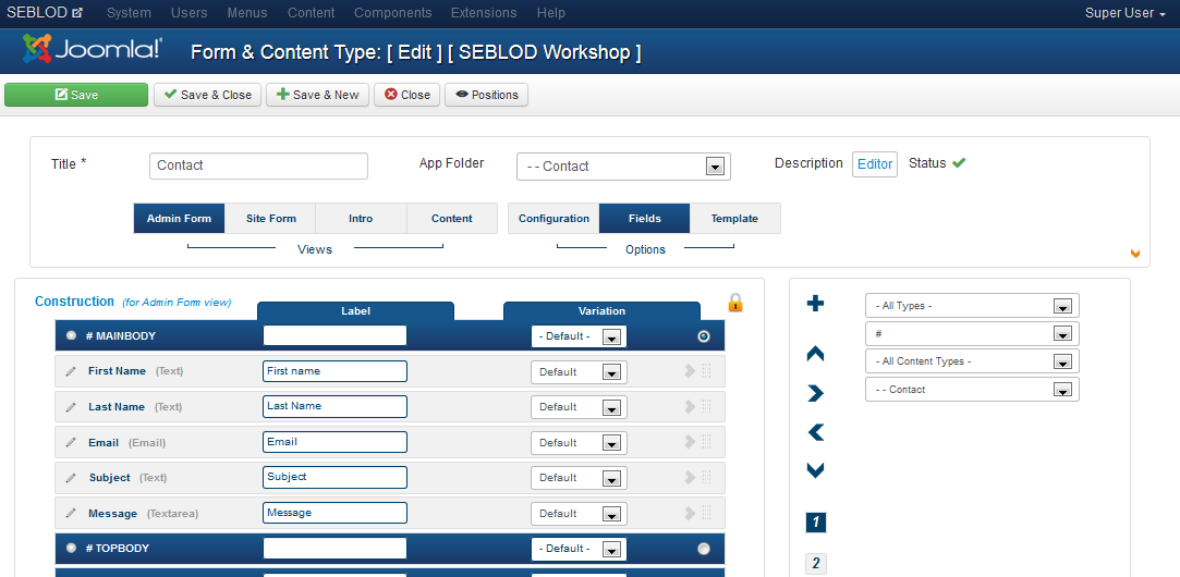 Backend Contact Form